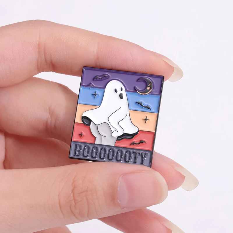 Funny Cute Boo Butt Brooch Enamel Pins Custom Rainbow Night Sky Moon Cartoon Brooch Lapel Backpack Badge Accessories Pin Jewelry