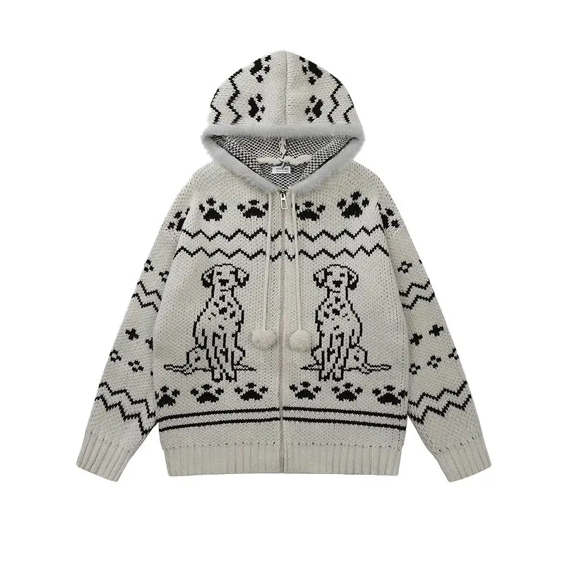 

American Vintage Casual Hoodie Knitted Top Vintage Lazy All-match Sweaters for Women Spring Autum New Cardigan Coat