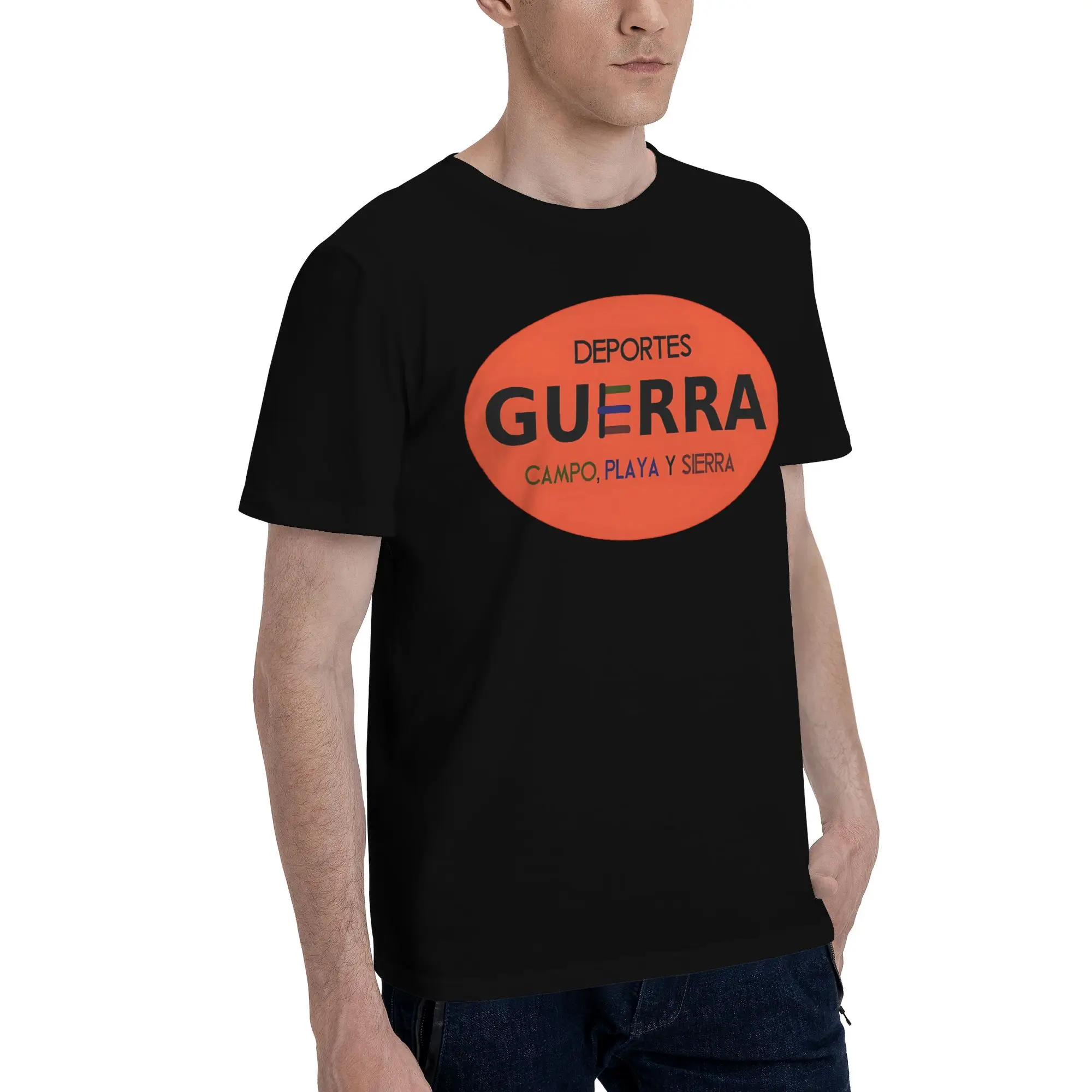 New 2025 yaer Orange Oval with Bold Typography in Spanish, Emphasizing Sports across Field t shirt men sleeve shirt