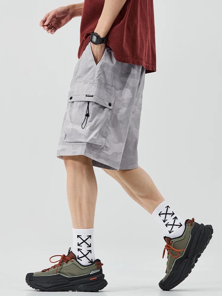 

Новые мужские летние тонкие шорты из ледяного шелка 2026 года, повседневные, свободные, прямые, широкие, спортивные брюки-капри, модные, в американском стиле