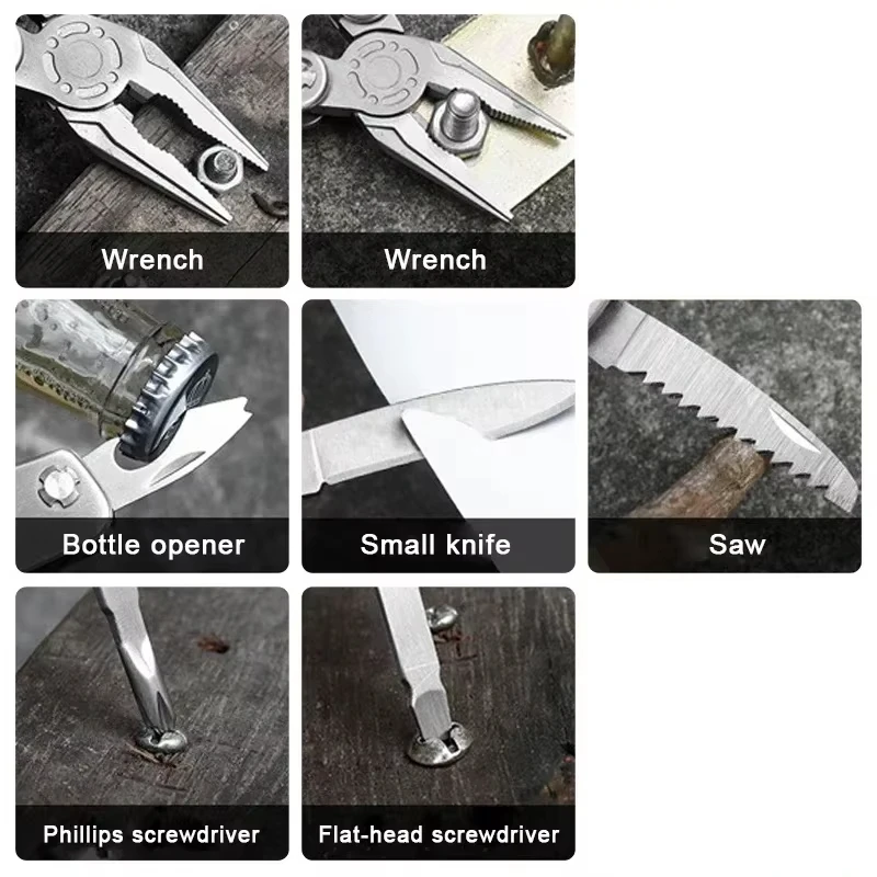 MiniPortableOutdoor Camping Pliers Multitool Keychain Multi-functional Pliers Small ToolStainless Steel FoldingPliersPocketKnife - view 5