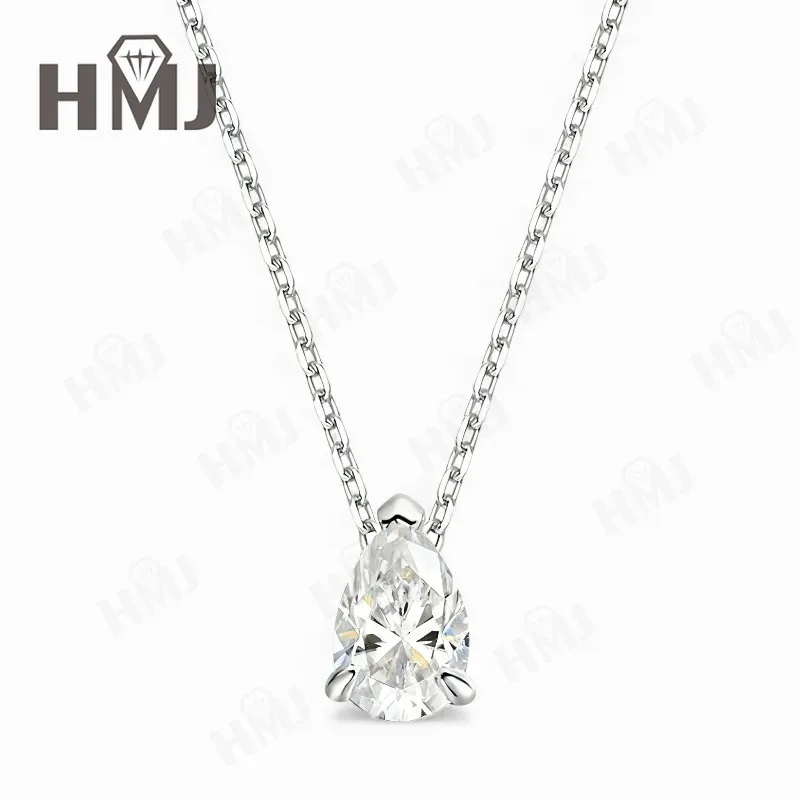 Moissanit-Halskette mit 1/2/3/4 Karat D-Farbe Birnenförmiger Moissanit S925 Vergoldete Kette in Weiß, Gelb oder Roségold für Damen, Verlobung, Alltag und Charme – Detail 4