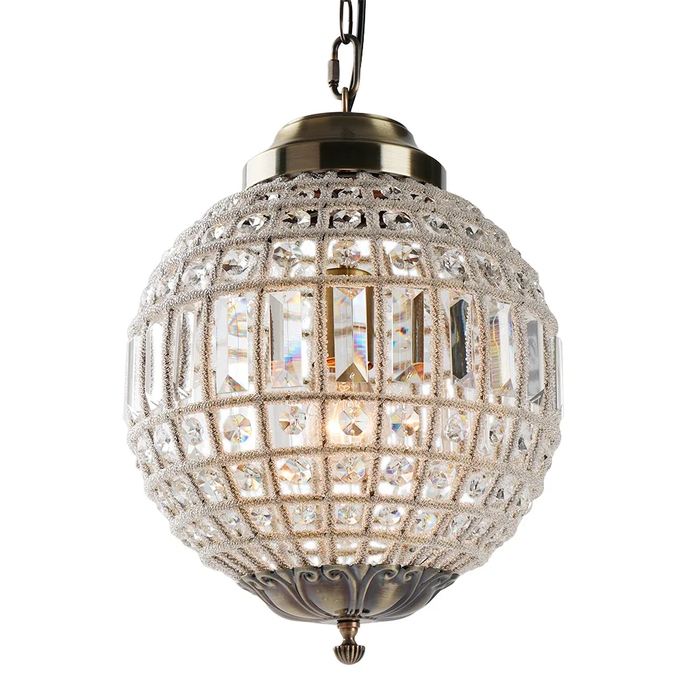 

Retro Vintage Royal Empire Ball Chandelier Crystal Modern Pendant Lamp Lustres Lights E27 For Living Room Bedroom Bathroom Hotel