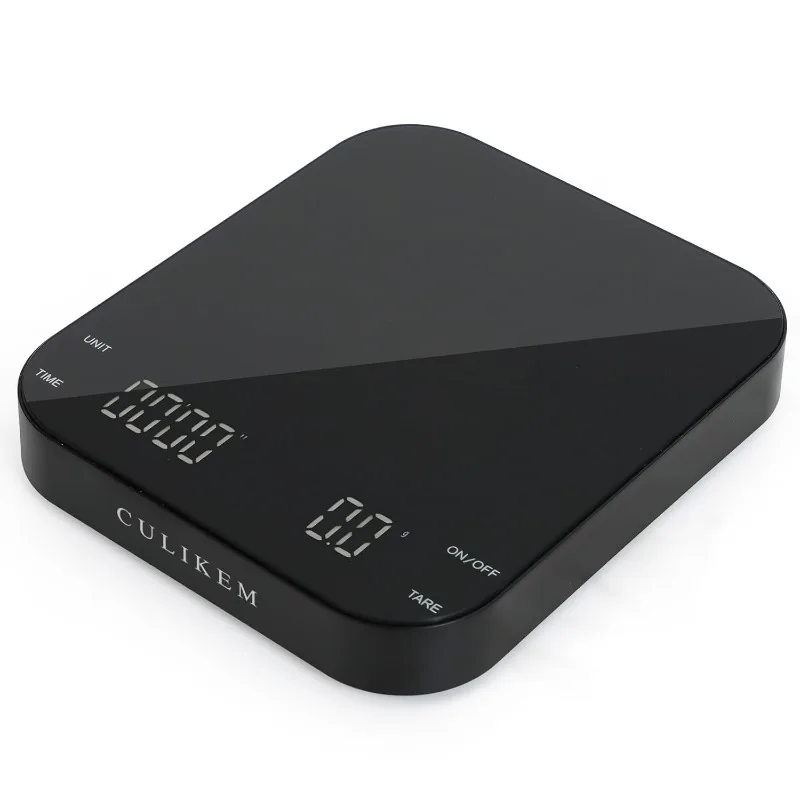 

Coffee Scale with Timer, Kitchen, Digital, Rechargeable, Glass Mirror Design, for Pour-Over Barista, 0.3-3000g/0.1g