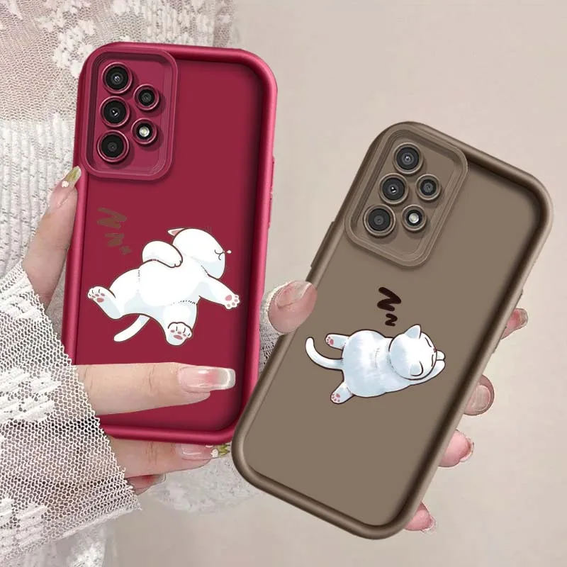 Cute Cartoon Cat For Samsung Galaxy A56 A16 A55 A35 A25 A73 A71 5G 5G 4G Eye Ladder Phone Case Cover