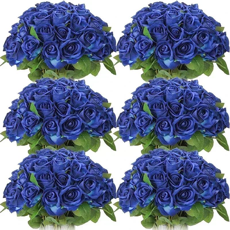 100 stuks kunstmatige rozen bloemen nep zijden rozen boeket voor tafel middelpunt vazen bruiloft feest decor - afbeelding 1
