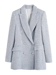 Giacca da donna in Tweed Chic manica lunga splendido bottone Slim Fit Blazer scozzese da ufficio cappotto spesso da donna Casual primavera autunno