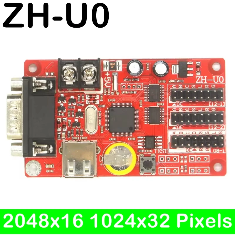 ZH-U0 USB + Serial Port Led Control Card For Led Message Sign 2048x16 1024x32 Pixels For P10 Text Moving Display Module