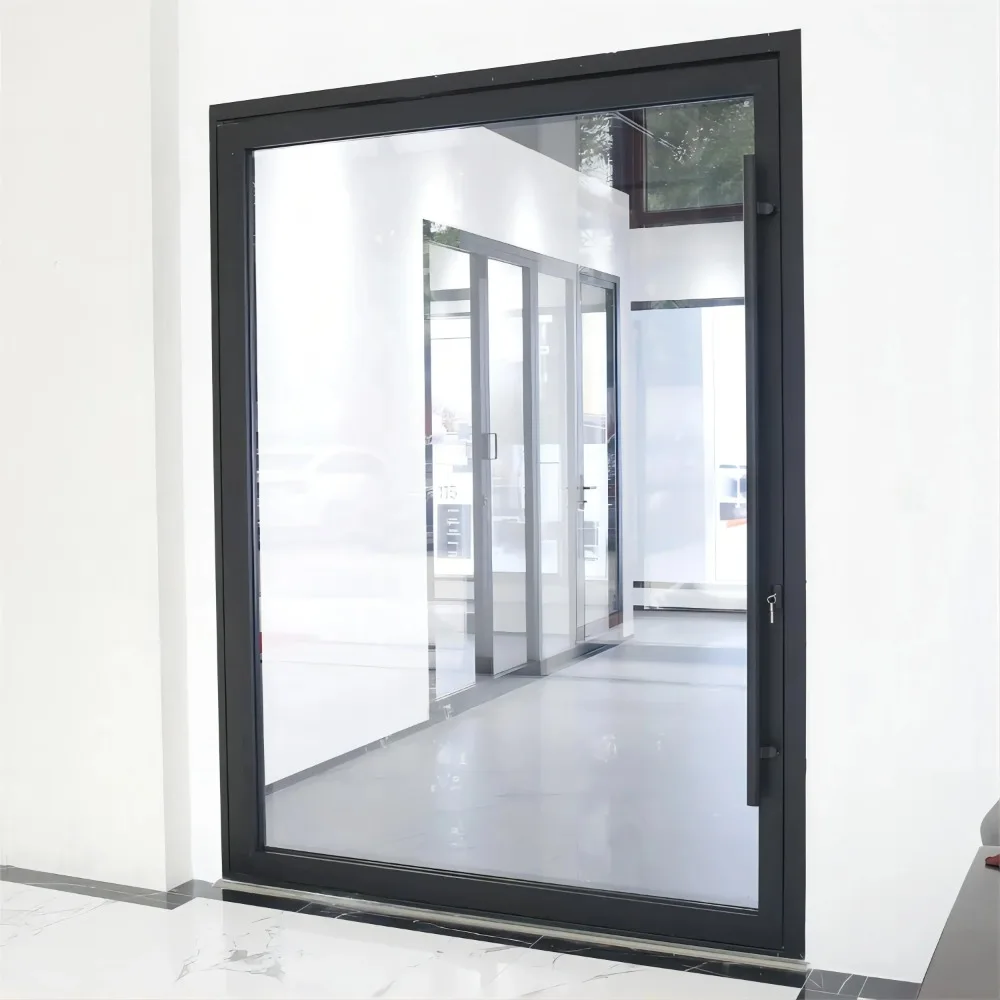 Sixinalu Custom White Black Luxury Exterior Modern Villa Entry Doors Stainless Steel Front Pivot Entrance Door for House Office