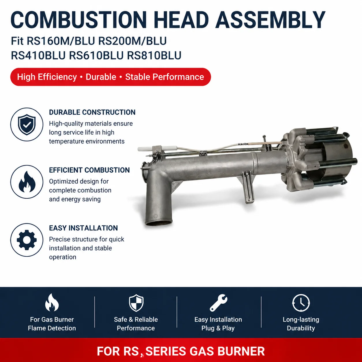 Burner Combustion Head Complete Assembly Fit RS160M/BLU RS200M/BLU RS410BLU RS610BLU RS810BLU Industrial Heating Equipment Compo