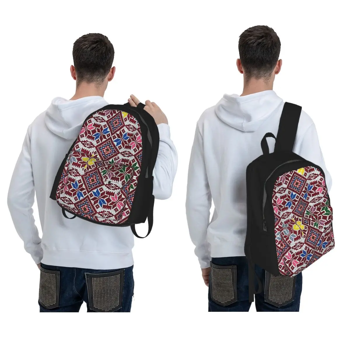 Embroidery The Palestinian Traditional Tatreez Backpack Boys Girls BookBag Kids School Bag Laptop Shoulder Bags for Men Women