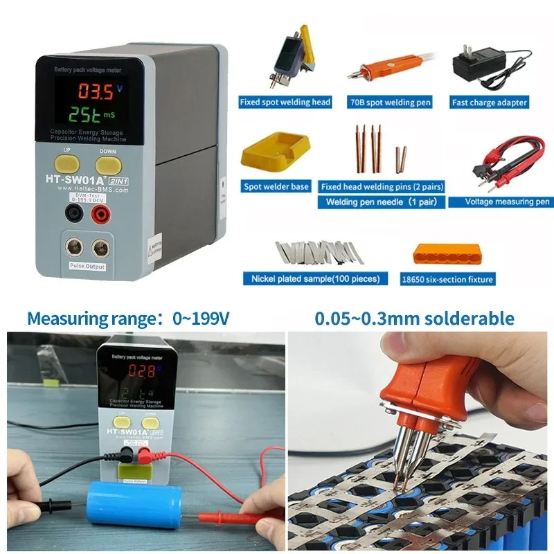 HT-SW01A + 11.6KW Heltec portátil pequeno ponto soldador capacitor armazenamento bateria soldagem a ponto 0.5mm de espessura