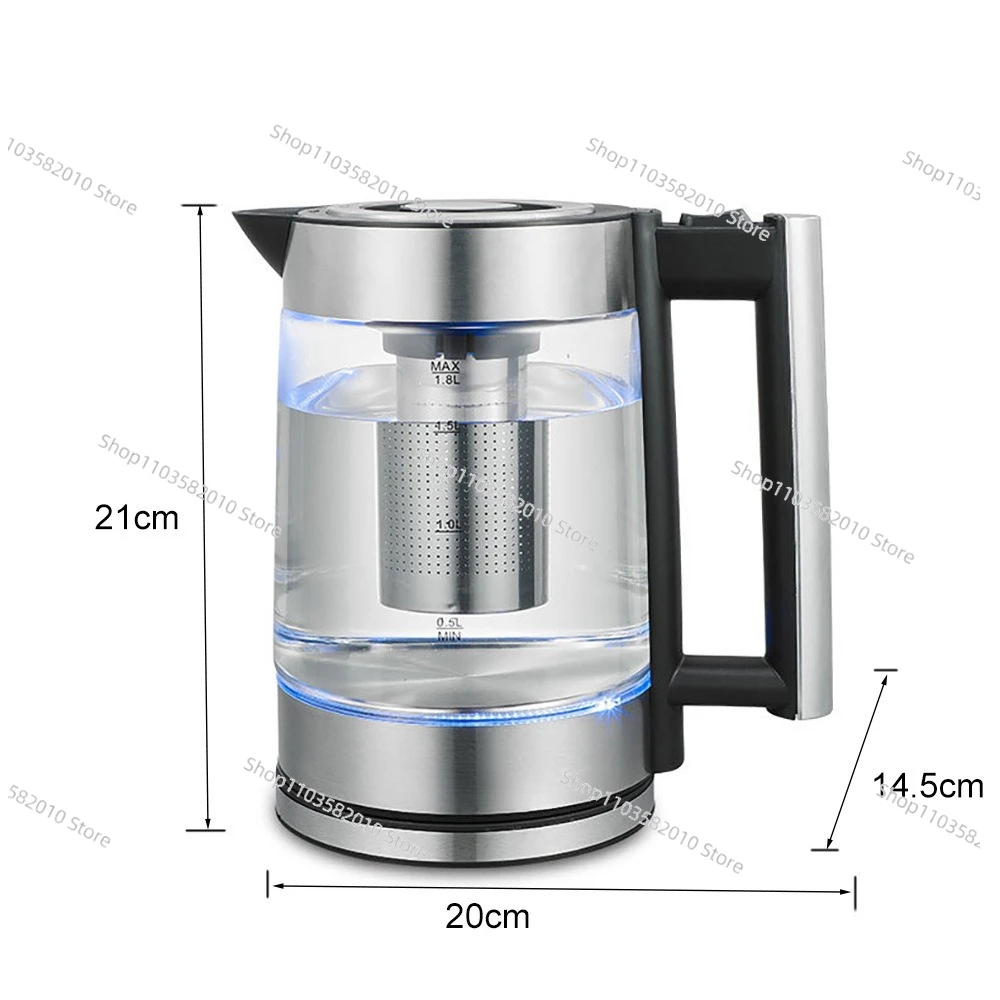 

Электрический чайник из высококачественного боросиликатного стекла, бытовой, 1.8 л, с автоматическим отключением при отключении электричества, 1800 Вт