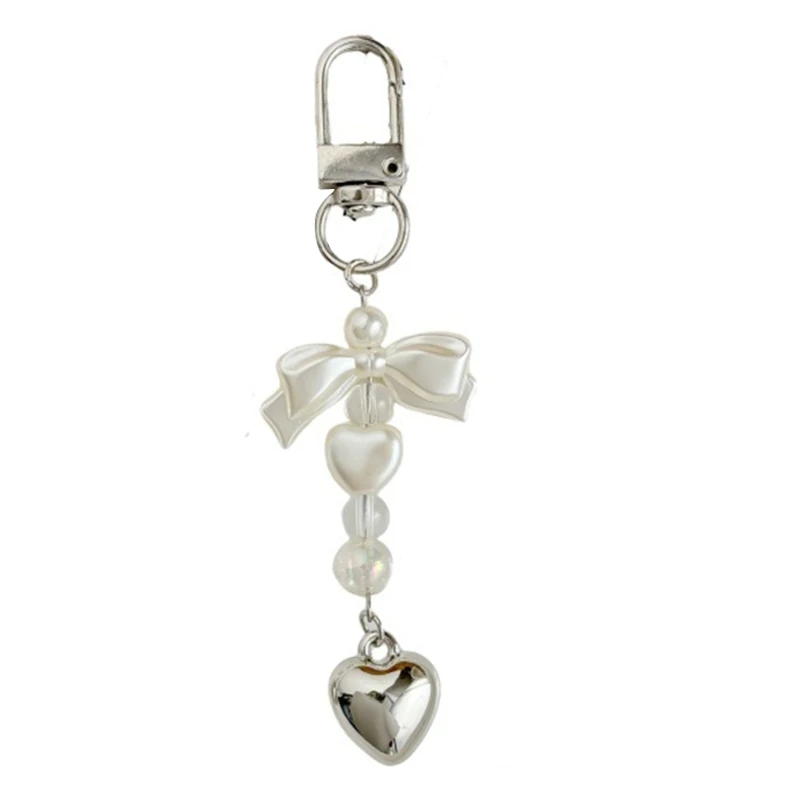 Elegant Bowknot Heart Charm Phone Strap Versatile Heart Bowknot Phone Chain Adornment For Adding To Any Occasion