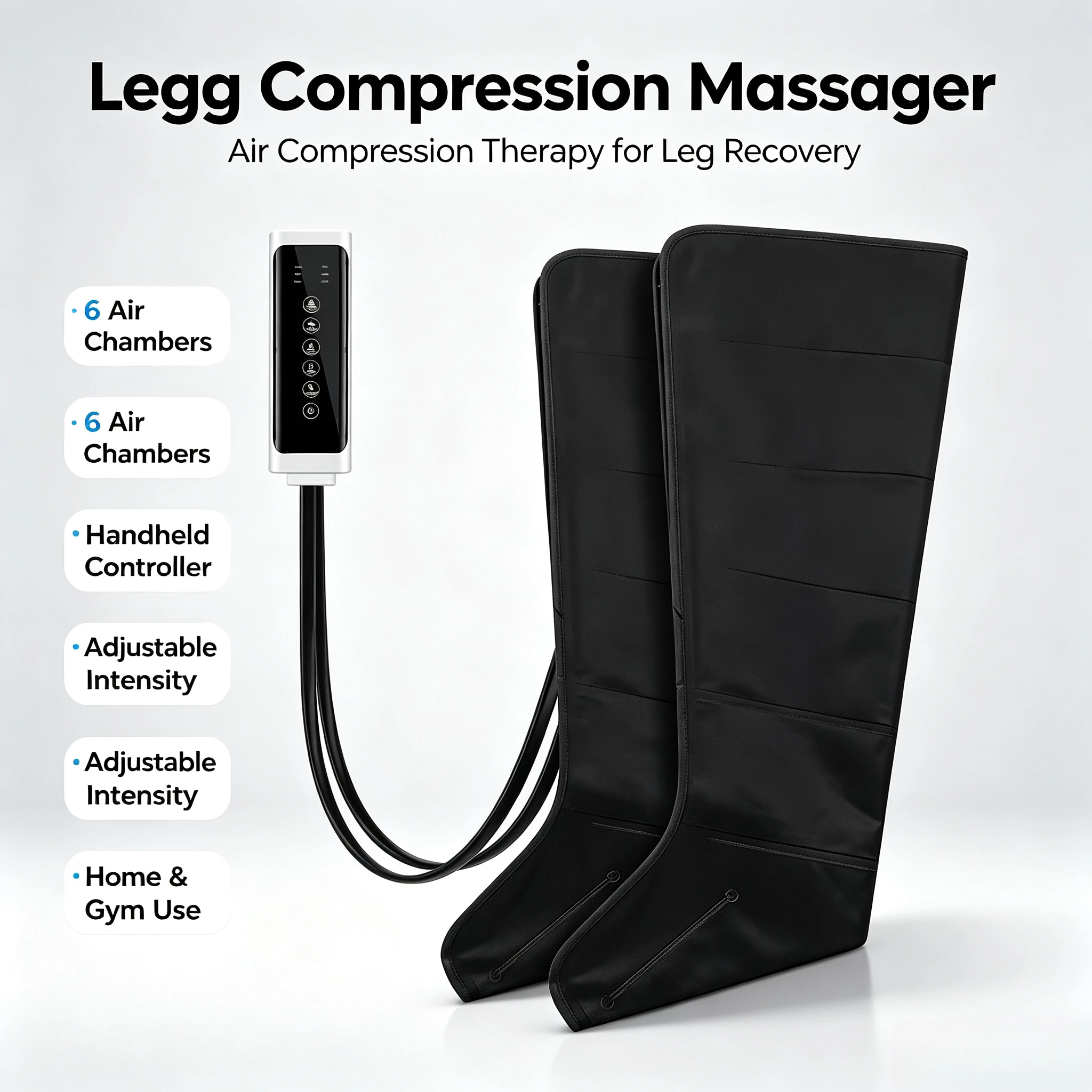 Portable Air Pressure Leg Massage Sleeves Air Wave Air Chamber Design Electric Massager For Knee To Thigh Muscle Relaxation