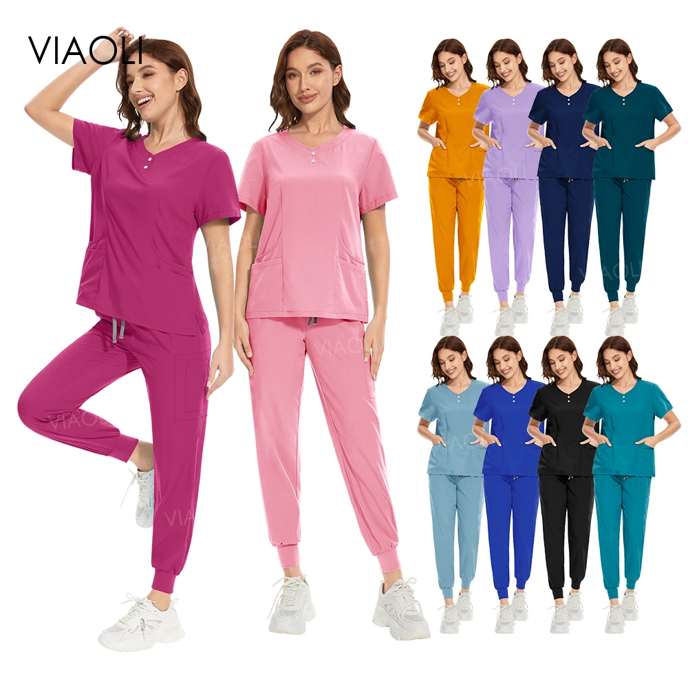 Medizinische Peelings Pflege Jogger Krankens ch wester Krankenhaus Uniform Frau Top Peeling Anzug Peelings Uniformen Sets Schönheits salon Arbeits kleidung Großhandel