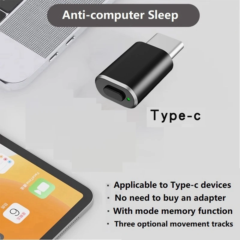 Type C Mouse Jiggler Undetectable Mouse Mover USB C Mouse Shaker Simulated Mouse Movement For Keep Computer Awake