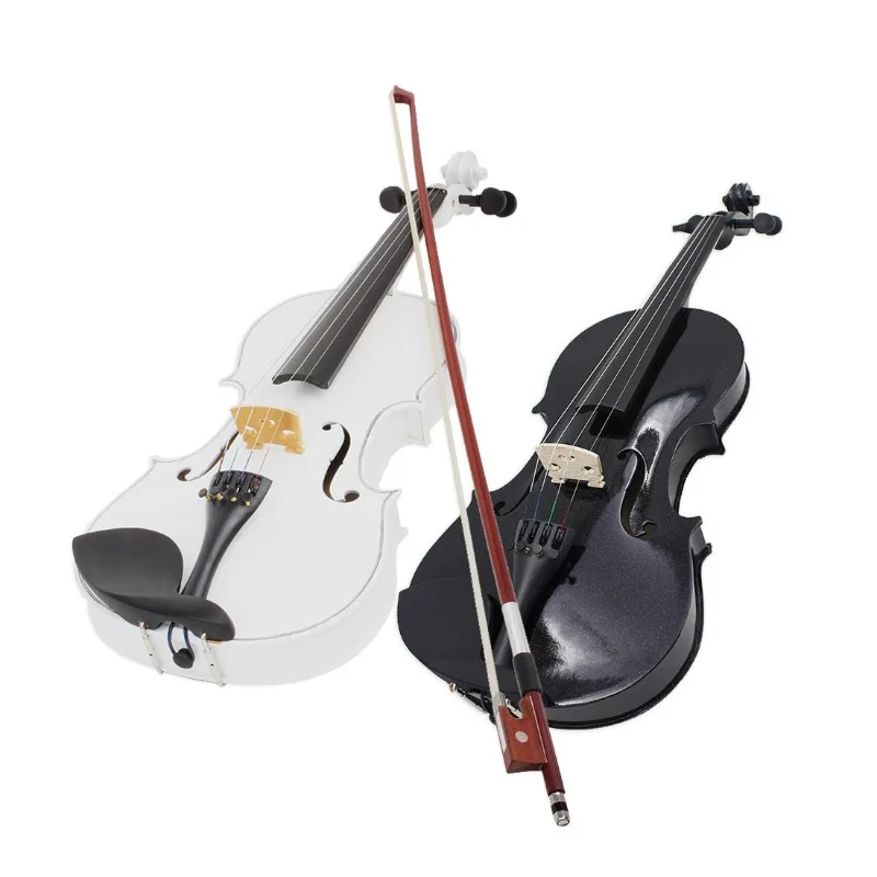 4/4 Light Violin Set for Adults Beginners Students with Hard Case,Plastic Accessories Are Popular for Violins White, Black