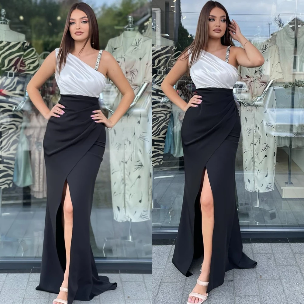 Robes de bal formelles personnalisées, asymétrique épaule dénudée, robe de soirée en Jersey Simple, couleur contrastée classique, robes d'occasion sur mesure