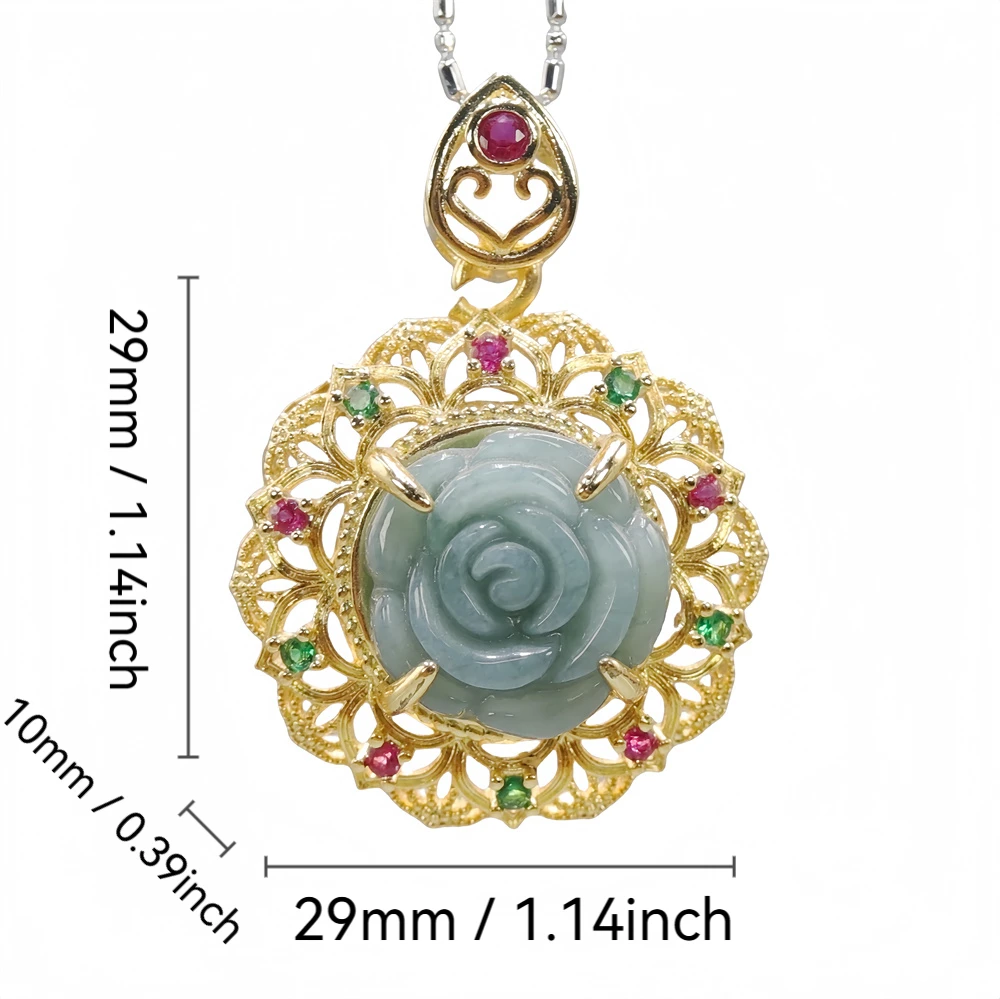 925 الفضة البطانة البورمية اليشم قابل للتعديل زهرة القرع عقد بحلية متدلية على شكل فراشة خاتم الزمرد الوردي الطبيعي الأخضر النساء مجوهرات مخصصة