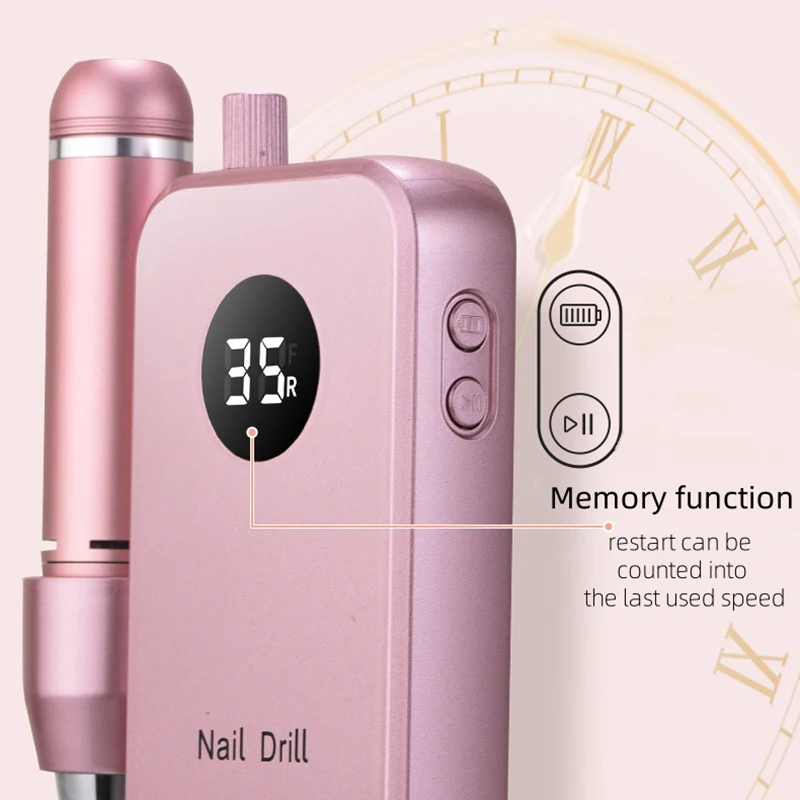 Professional Portable Cordless Electric Nail Drill Machine Home Salon Acrylic Gel Polish Rechargeable Nail Tool