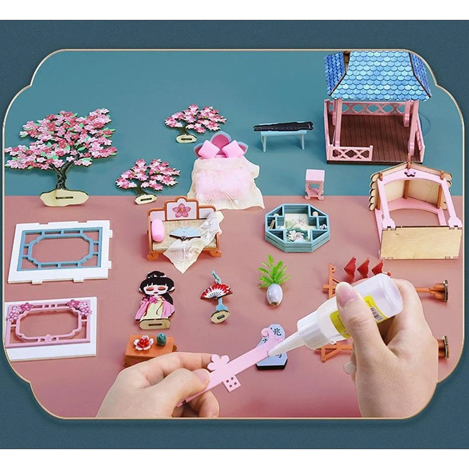 

Dollhouse Kits Creative Room Decorative Handicraft with Furniture Set 3D Puzzle for Friend Family Kids and Adults Creative Gift