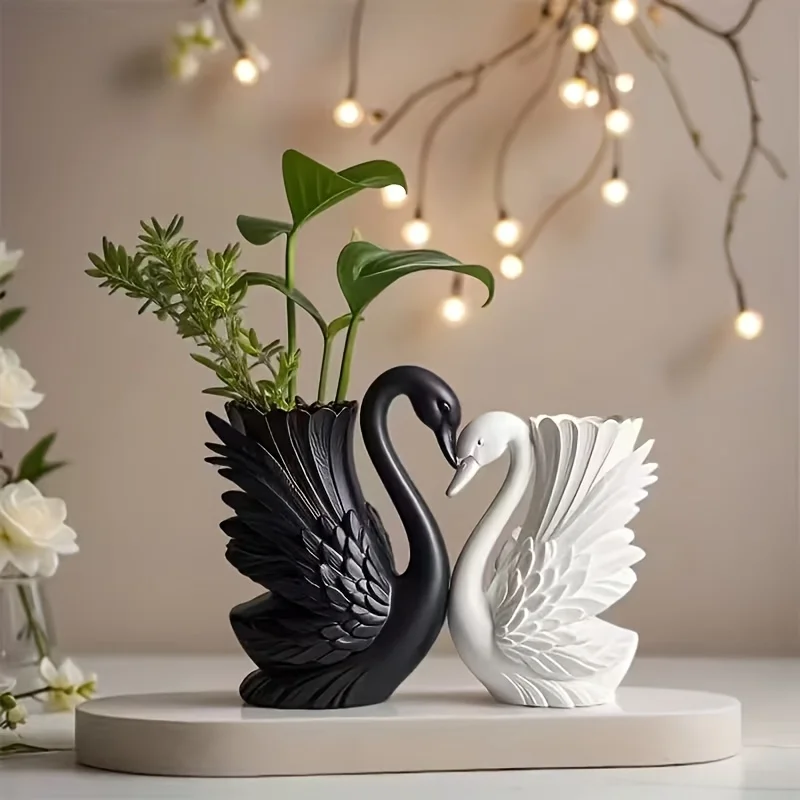 1 Stück 3D-Schwan-Blumentopfform, fein geschnitzt für ein realistisches Design, geeignet für die Heimdekoration. Vintage Künstlerische Blumentopfherstellung