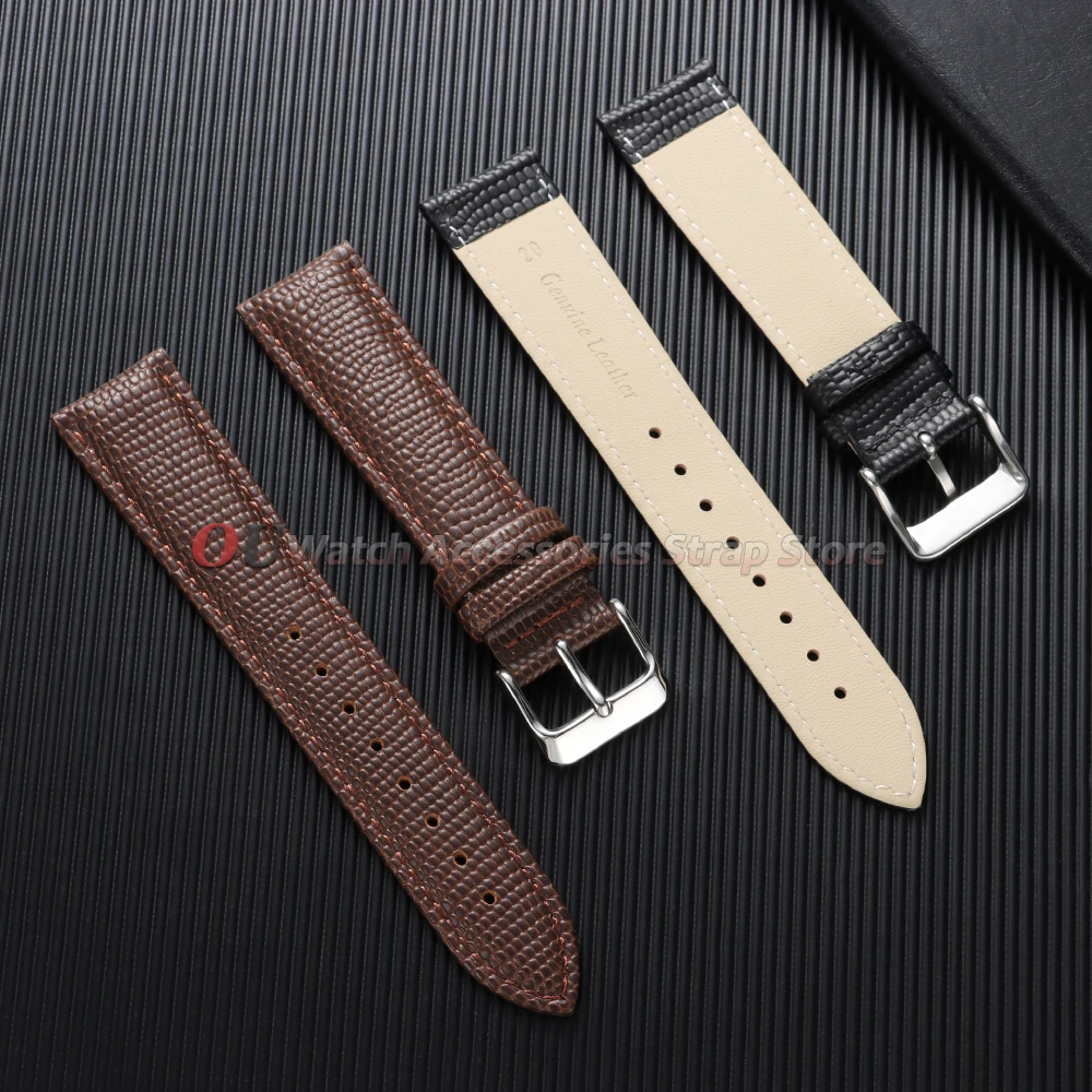 High Quality Lizard Pattern Leather Watch Band 12mm 14mm 16mm 18mm 20mm For Seiko For Omega Cowhide Watch Strap Men's Bracelets