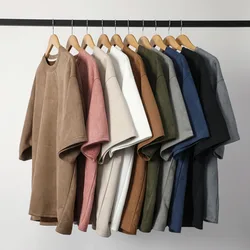 Summer Short-sleeved T-shirt Men Fashion 10-color Casual Suede T Shirt Men Streetwear Loose O-neck Tshirt Mens Top M-3XL