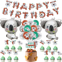 1Set Koala Bear Foil Balloons Jungle Safari Animals Latex Ballons Pet Sloth Happy Birthday Banner Party Decorations Boy Kids Toy