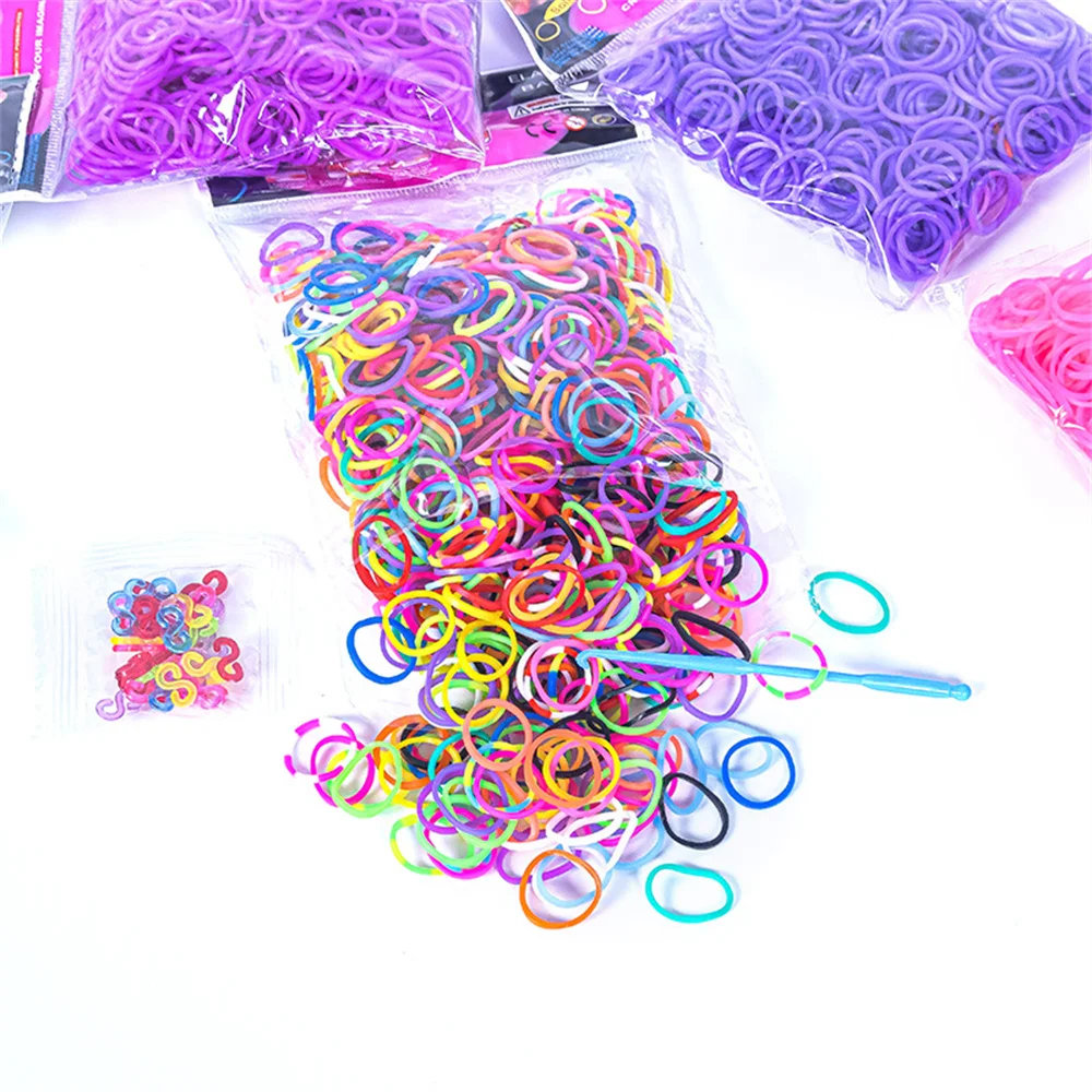 600pcs Elastic Colorful Rubber Loom Bands for Boy Girl Kids Weaving DIY Craft Gift Bracelet Jewelry Making Accessories Supplies