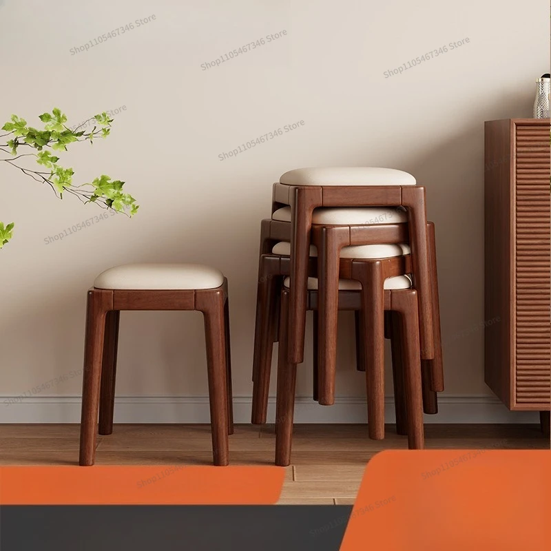 For Soft Bag Comfortable Stool, Solid Wood Household Stackable Durable Minimalist Chair Stackable