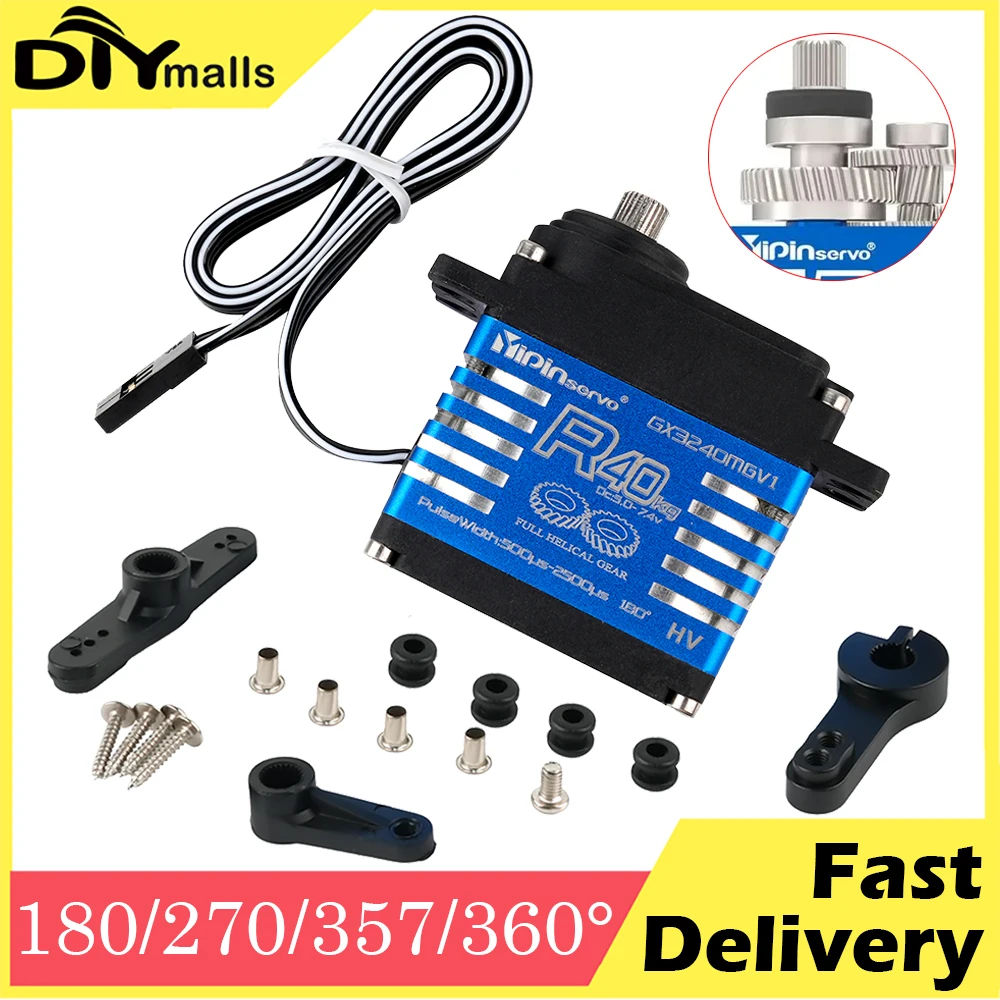 

40KG Digital Servo Waterproof 180/270/357 Degree 360 Continuous Rotation Servo YP3240SMG for 1:8 1:10 TRX6 Scx10 RC Crawler