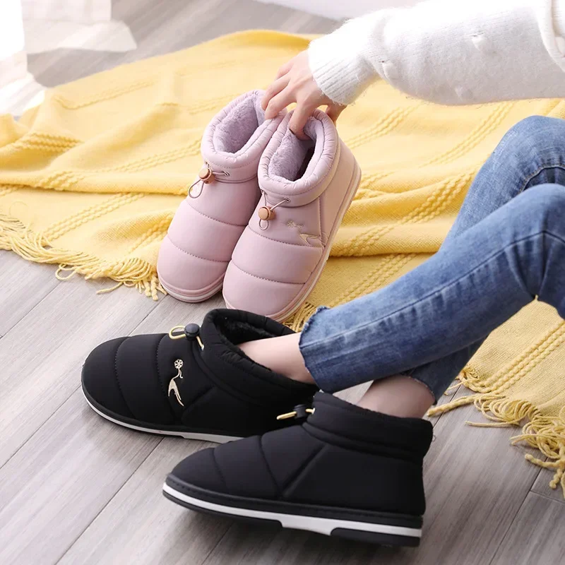 Women Winter Cotton Shoes Couples Snow Boots Keep Warm Outdoor Wear Flat Heels Non-slip Soft Lightweight Down Female Footwear