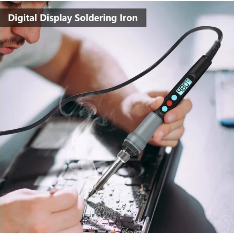 

Регулируемый 200-480 ° C, цифровой паяльник 90 Вт с дисплеем температуры, быстрым нагревом, паяльным инструментом для печатных плат