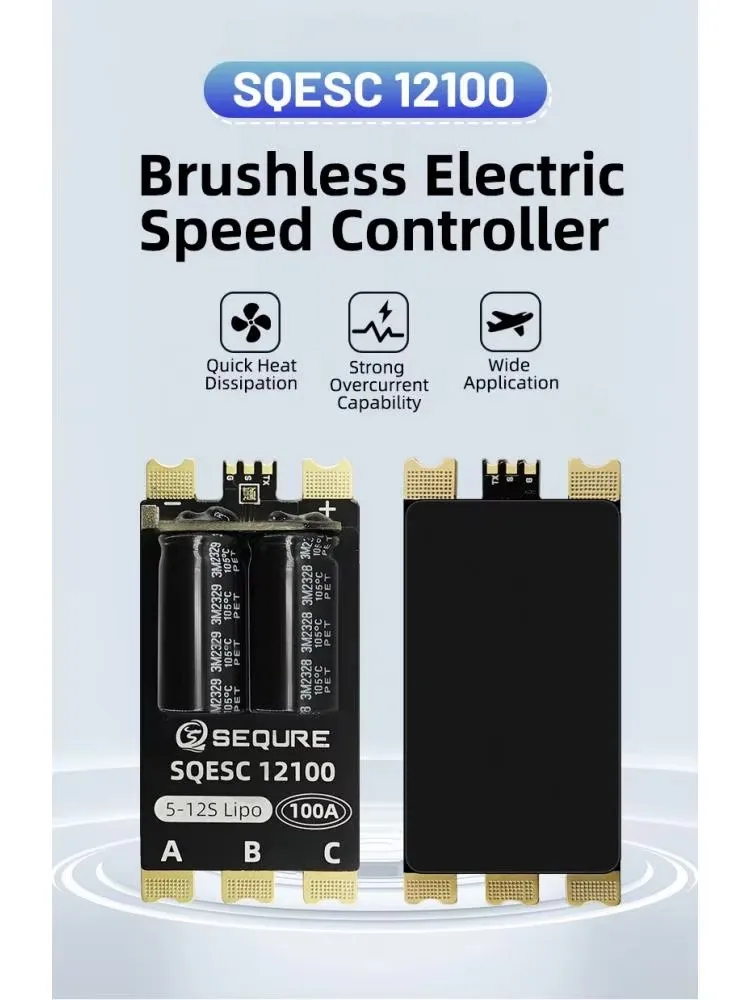 

SEQURE 12100 Бесщеточный ESC 5-12S Блок питания 100A 128 кГц ШИМ-частота Подходит для многороторных самолетов Модели самолетов Автомобиль