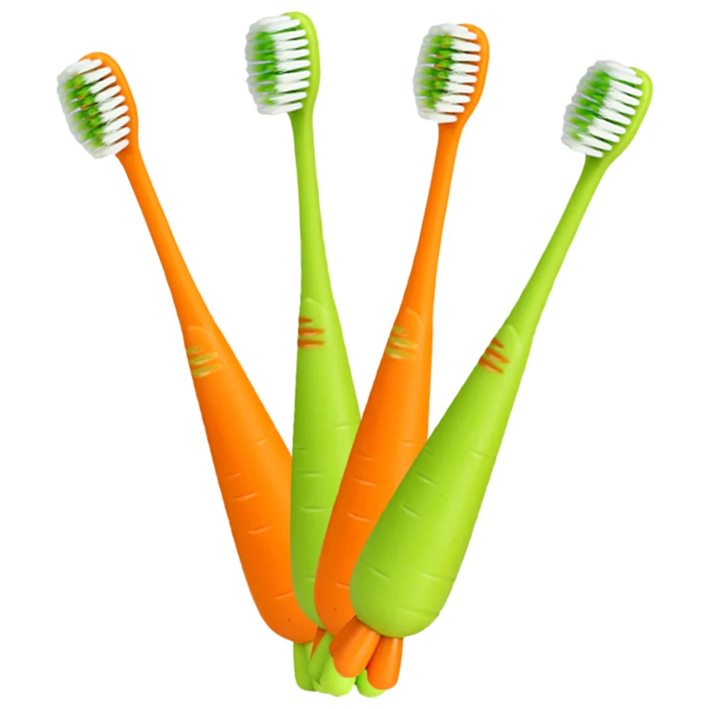 4 Pcs Carrot Toothbrush Kids Toothbrushes Daily Use Soft Bristle Children Bulk Pp Toddler Children's