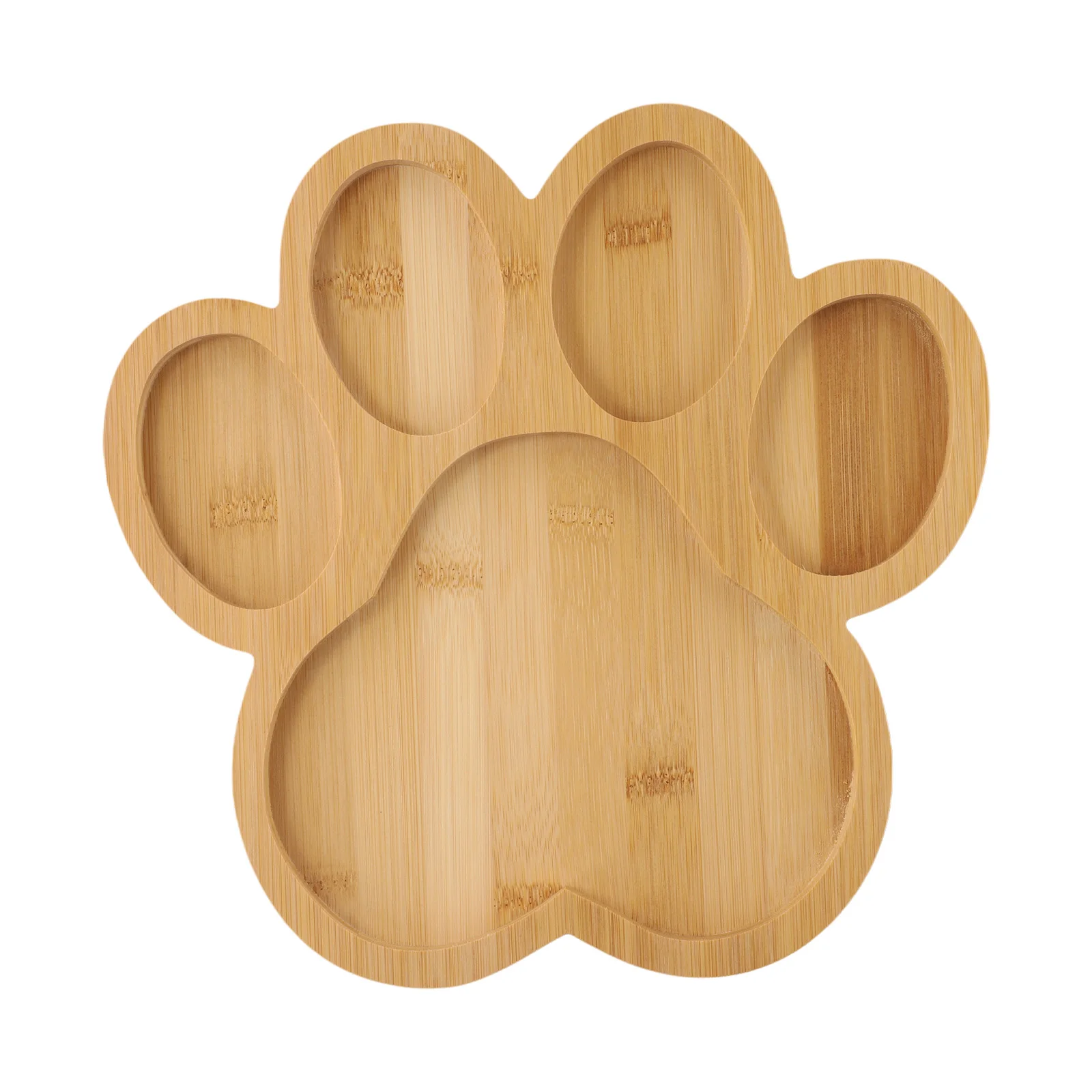 Dog Paw Shaped Wooden Serving Tray 11.82*11.82*0.79 Inches 5 Compartments Fruits Appetizers Home Decoration