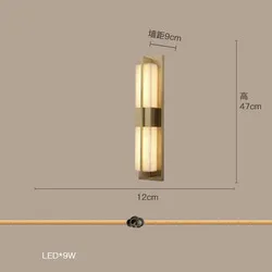 lamp rectangular natural marble wall light hotel corridor brass sconce