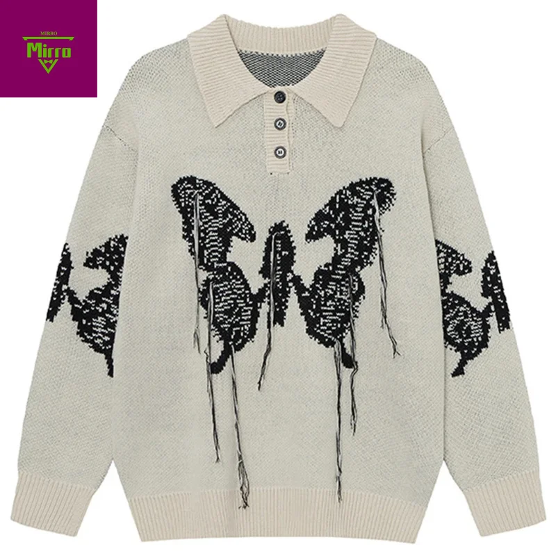 

Свитера с кисточками и бабочками, винтажный вязаный джемпер большого размера, пуловеры, свитера, уличная одежда, свитера в стиле Харадзюку в стиле хип-хоп Y2K