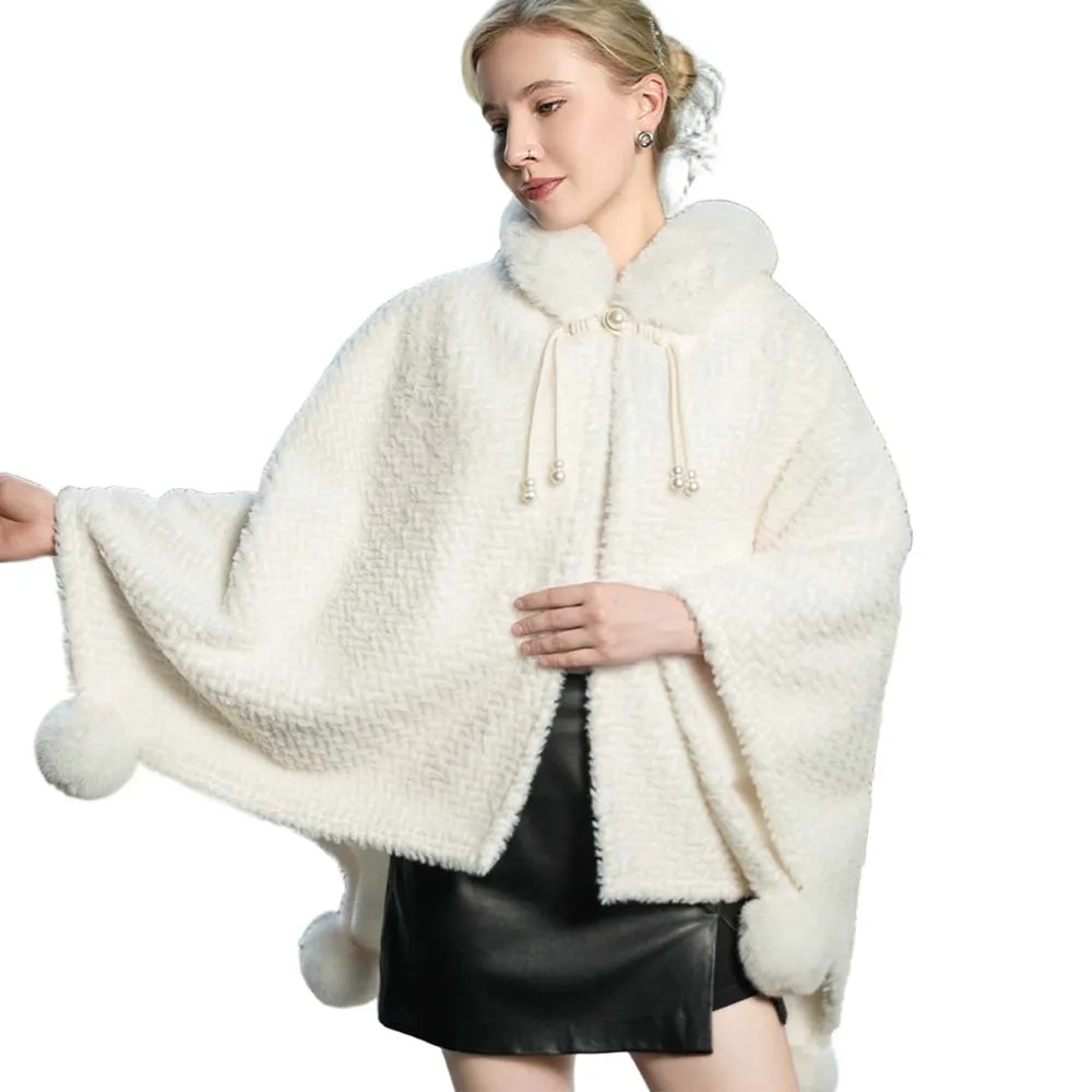2022 Herbst und Winter neuer Mädchenumhang warmer Außenbereich mit Samt und dickem Pelzkragenumhang