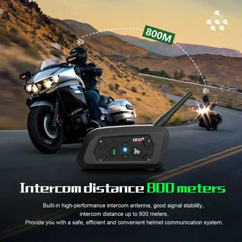 

V6 pro plus Bluetooth мотоциклетный шлем домофонная гарнитура 800 м BT домофонный коммуникатор водонепроницаемый для 6 гонщиков