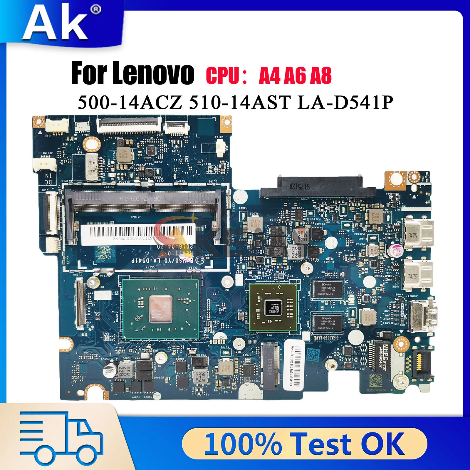 LA-D541P For Lenovo ThinkPad Yoga 510-14AST with A6 A9 CPU DDR4 UMA Laptop Motherboard 100% Tested OK