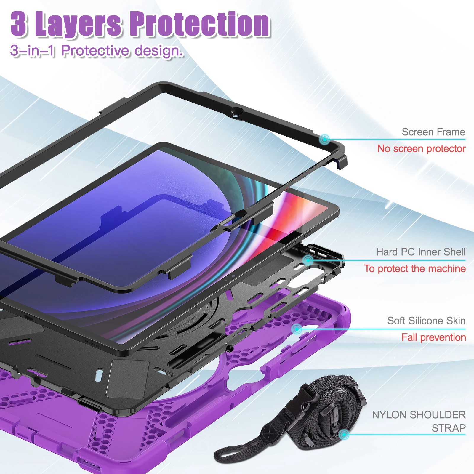 Rotating Stand Case For Galaxy Tab S10 S9 S8 S7 FE Plus 12.4