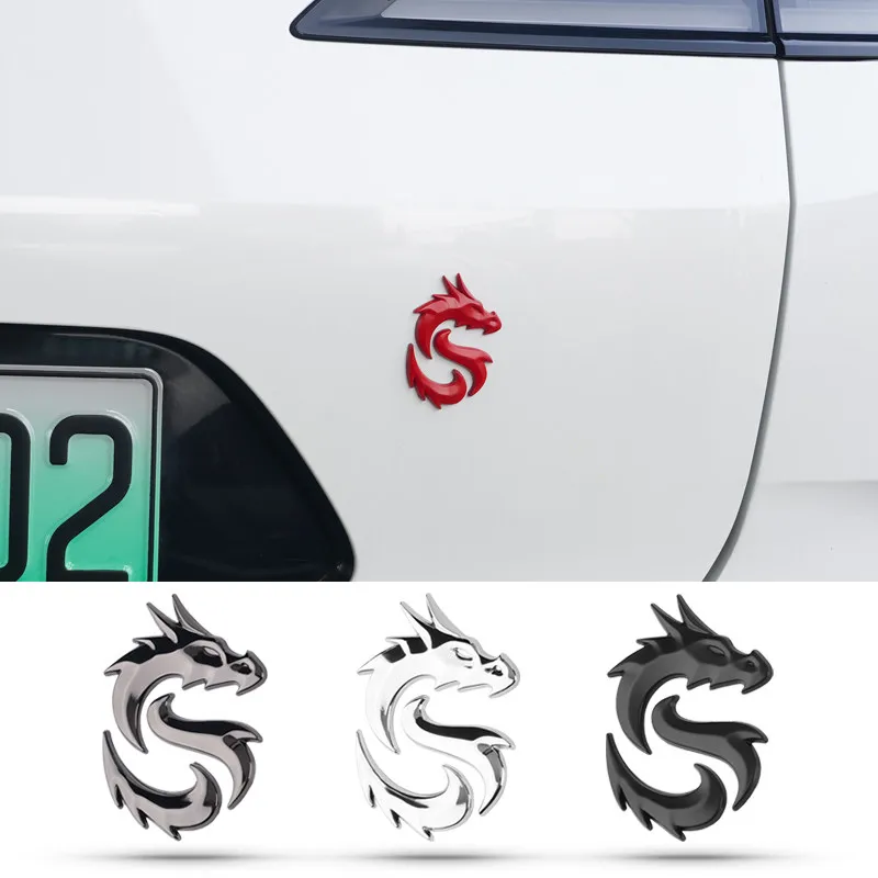3D Stereo Dragon Pattern Car Logo Sticker, Metal Xuanying Dragon Side Tail Emblem Badge, Auto Exterior Decorative Decal Sticker