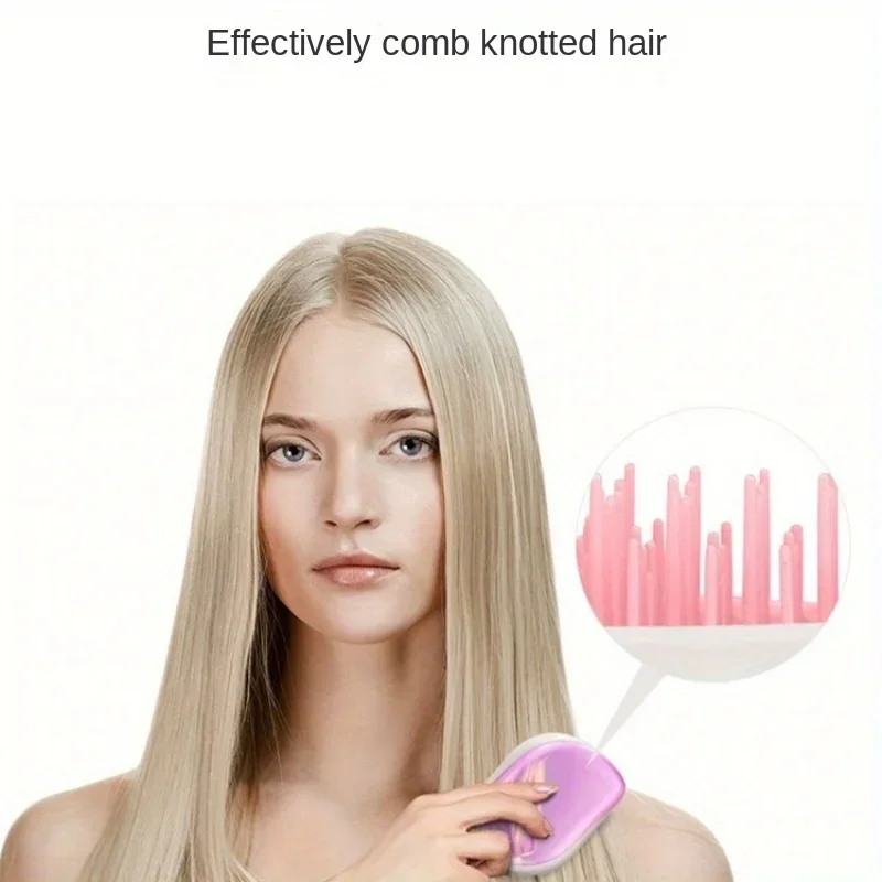 Conjunto de escovas de cabelo desembaraçantes de cor mista, antiestático, pente portátil para cabelos molhados e secos, design bonito da rainha