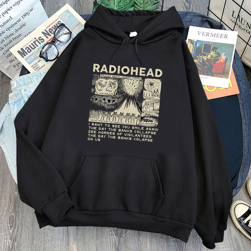 RockIndie Rock Radiohead طباعة هوديي رجل/امرأة البلوفرات هوديس كم طويل الصوف الشارع الشهير Harajuku الذكور بلايز بلوزات