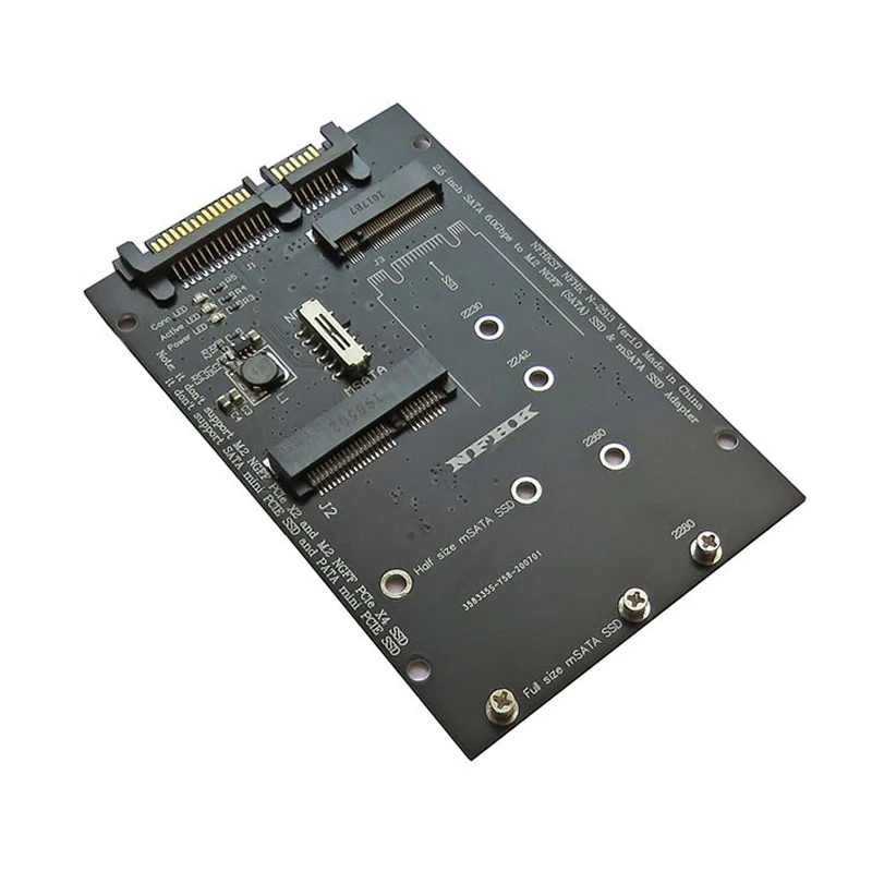 mSATA to SATA Adapter SSD M2 to SATA Adapter SATA M.2 NGFF mSATA SSD to SATA3.0 2.5 Adapter M.2 mSATA SSD Riser Board For Laptop