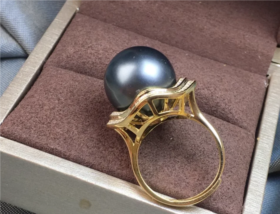 Beautiful pearl AAA11-12mm large ring with versatile temperament and fashionable precision ring 925s