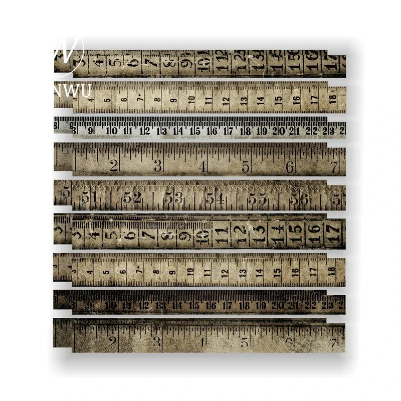 JIANWU Vintage Mottled เก่าไม้บรรทัด Fragment ภูมิทัศน์ Collage Decor สมุดภาพวัสดุกระดาษสร้างสรรค์ DIY ขยะวารสารเครื่องเขียน